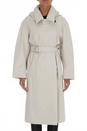 Moorer Hooded Stretch Trench Coat In Cream