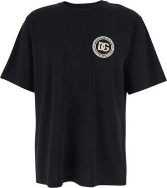 Dolce & Gabbana Jersey T-shirt met Patch - Heren - T-shirts - Zwart - M - Katoen - Tops