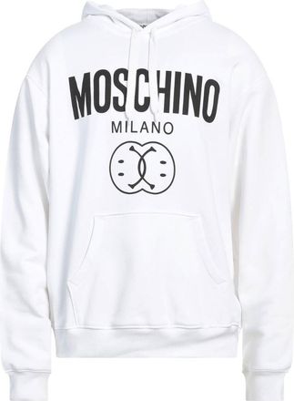 Moschino Mens Milano Double Smiley White Hoodie Cotton - Size X-Large