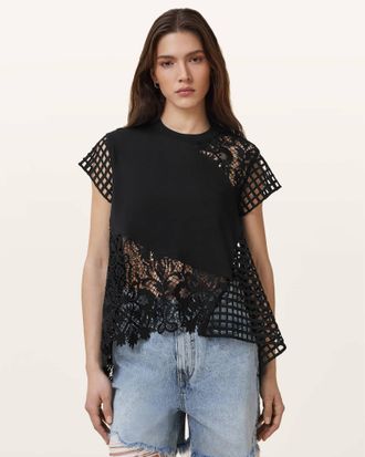 AllSaints Cotton Zala Crochet Top, Size: XS