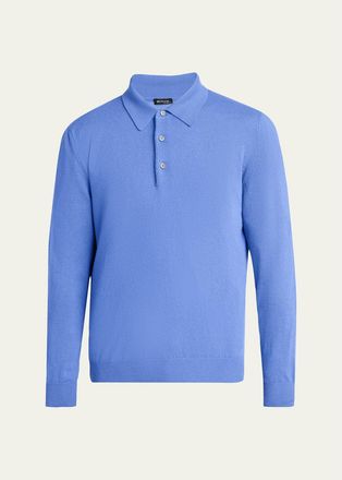 Kiton Mens Vicuna Wool and Cashmere Polo Sweater