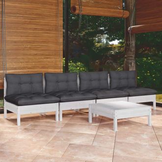 vidaXL Muebles De Jard&iacute;n 5 Pzas Con Cojines Antracita Madera De Pino Vidaxl