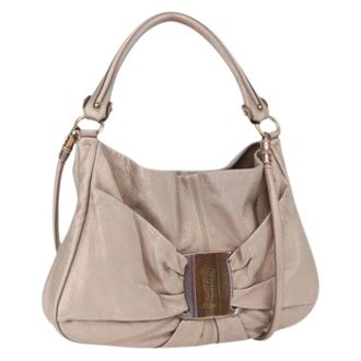 Ferragamo Pre-owned Shoulder Bag - Dames - Pre-owned - Beige - Maat: ONE Size Leer
