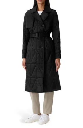 Mackage Mavis Quilted Trench Coat in Black at Nordstrom, Size X-Small