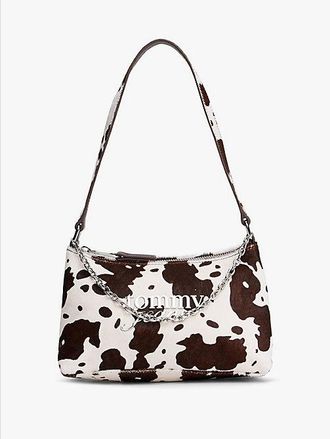 Tommy Hilfiger Bolso de hombro de piel con estampado de vaca