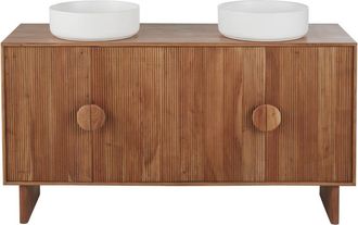 Maisons du monde Mueble de baño con 2 lavabos, 4 puertas y 2 baldas marrón claro