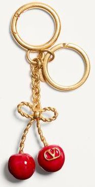 Valentino Garavani Charm Per Borse Con Portachiavi Cherryfic In Metallo E Smalto Donna ANTIQUE BRASS/ROSSO UNI