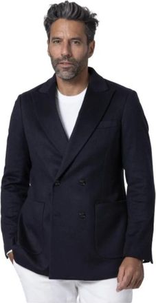 Altea Marineblauwe Kasjmier Double-Breasted Blazer - Heren - Blazers - Blauw - M - Kasjmier - Jassen