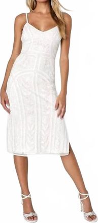 Lulus Womens Alluring Interest Sequin Embroidered Sleeveless Midi Dress In White