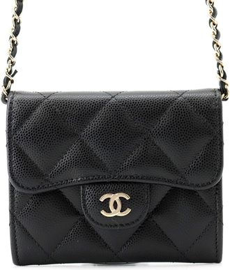 Chanel Matelasse Black Grained Calfskin Chain/Shoulder Wallet (Pre-Owned)