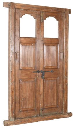 Biscottini International Puerta De Madera Maciza Y Hierro Para Interior O Exterior, Antigua Y Medieval, Con Marco Y Cristal