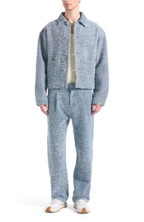 Mani&egrave;re De Voir Arnault Boucle Pleated Jeans in Blue at Nordstrom, Size 30