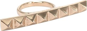 Valentino Garavani Valentino Gold Tone Pyramid Stud Bar Ring - Size 13