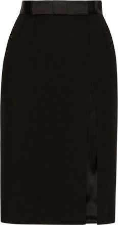 Dolce & Gabbana bow-detail virgin wool-blend skirt - women - Spandex/Elastane/Virgin Wool/Polyamide - 50 - Black