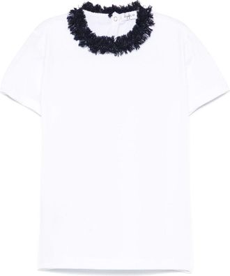 Il Gufo frayed-detailing T-shirt - kids - Elastane/Cotton - 10 - White