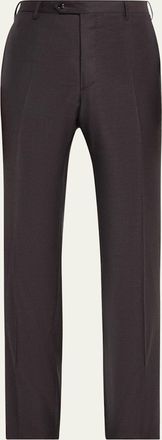Giorgio Armani Mens Flat-Front Wool Trousers