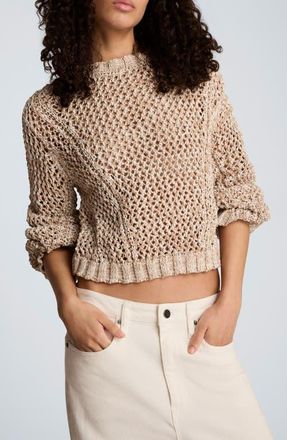 Kenneth Cole Two Tone Open Stitch Cotton Blend Sweater in Taupe at Nordstrom, Size X-Large