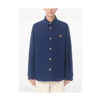 Valentino Cotton Gabardine Shirt Jacket with VGold