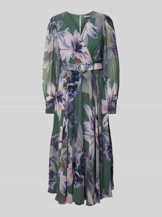 Christian Berg Cocktail Cocktailkleid mit Tailleng&uuml;rtel in Oliv Melange, Gr&ouml;&szlig;e 42