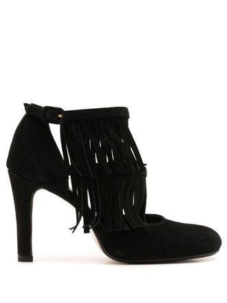 Sarah Chofakian Jean 75mm fringed pumps - Black