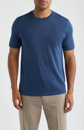 Jack Victor Wellington Cotton & Silk Crewneck T-Shirt in Dark Aviator at Nordstrom, Size Xx-Large