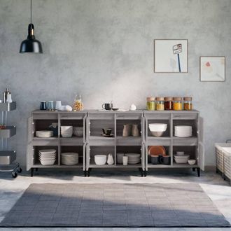 Berkfield Home Sideboards 3 pcs Grey Sonoma 60x35x70 cm Engineered Wood | Size: 60 x 35 x 70 cm