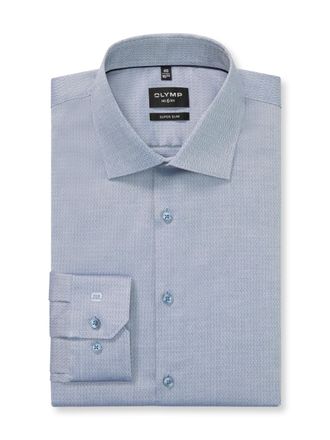 Olymp Mens Long-Sleeved Shirt, No. Six, Faux Plain, 375 No 6 Six - Super Slim (H16), 21 New York Kent-2, Marine 18, 17