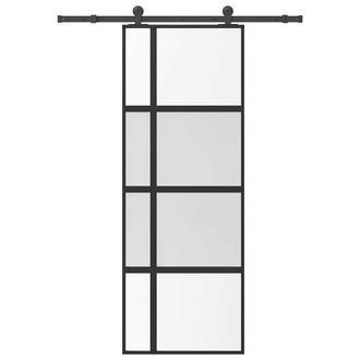 vidaXL Vidaxl - Puerta Corredera Set Herrajes Vidrio Templado Aluminio 76x205cm