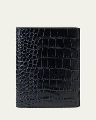 Smythson Mara Croc-Embossed Leather Passport Holder
