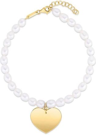 Tresorra 14K Yellow Gold Pearl Heart Charm Bracelet
