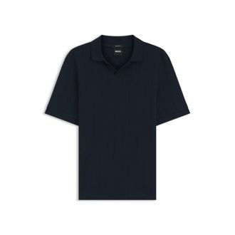 BOSS Cotton-jacquard polo shirt with Johnny collar