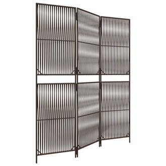 Berkfield Home Room Divider 3 Panels Brown Poly Rattan