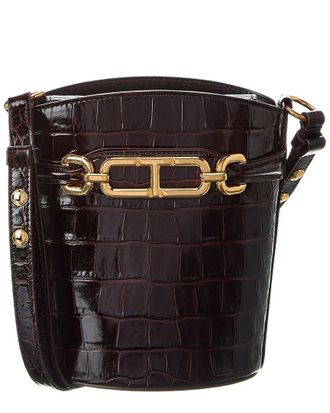 Tom Ford Whitney Small Croc-Embossed Leather Bucket Bag