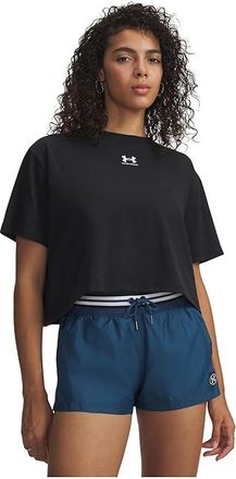 Under Armour Rival Boxy T-Shirts Solid Womens Workout Black/White : LG (US 12-14), Polyester