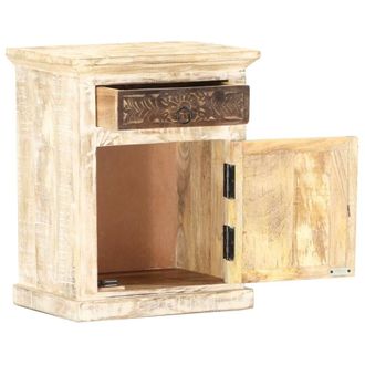 Berkfield Home Dense Bedside Cabinet White 40x30x50 cm Solid Mango Wood | Size: 40 x 30 x 50 cm