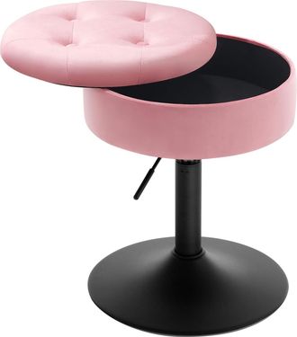 Woltu 1x Taburetes De Bar Con Altura Regulable Y Almacenamiento, Rosa - Woltu