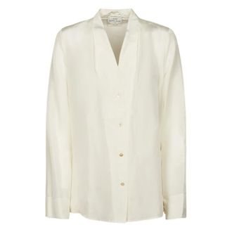 Forte_Forte Shirts, female, White, Size: M Habotai Silk V Shirt