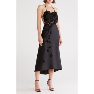 Cult Gaia Margaux Asymmetric Beaded Silk Top in Black at Nordstrom Rack, Size X-Small