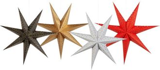 Beliani Beliani - Decoraci&oacute;n Navide&ntilde;a Colgante Led De Interior 4 Estrellas De Papel Hechas A Mano Multicolor Kamet