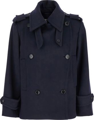 Max Mara Double-Breasted Coats, female, Blue, Size: S Laveno Double-breasted Jacket