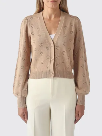 Twinset Open-Knit Cotton and Cashmere-Blend Cardigan with Heart Print and V-Neck