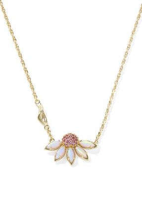 Kendra Scott Anya Pav&eacute; Flower Pendant in Gold Light Pink Mix at Nordstrom