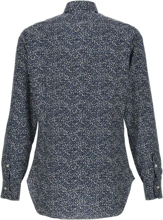Barba Printed Cotton Shirt - Navy