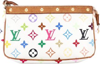 Louis Vuitton White Monogram Multicolor Pochette Accessoires (Authentic Pre- Loved)