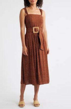 Eliza J Buckle Fit & Flare Sundress in Brown at Nordstrom Rack, Size 10