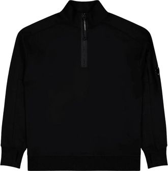 C.P. Company C.P. Company - Sudadera con cremallera Half Zip de forro polar con relieve diagonal - Sweatshirts & Hoodies - Hombre - Negro - S