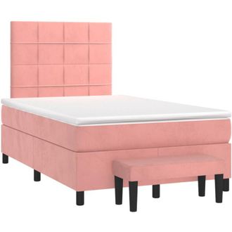 vidaXL Vidaxl - Cama Box Spring Con Colch&oacute;n Terciopelo Rosa 120x190 Cm