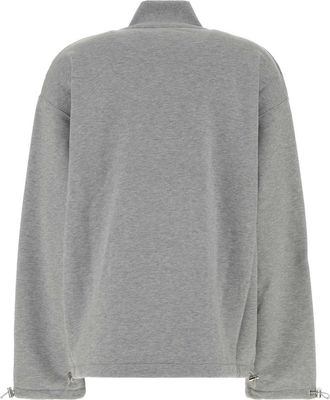 Miu Miu Womens Logo-Embroidered Cotton Sweatshirt Gray Sweater