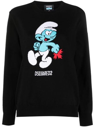 Dsquared2 intarsia-knit organic cotton jumper - Black