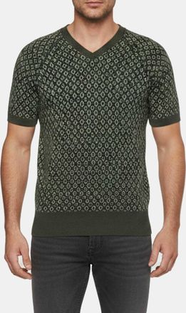 Emporio Armani Green Knit Short Sleeve Sweater
